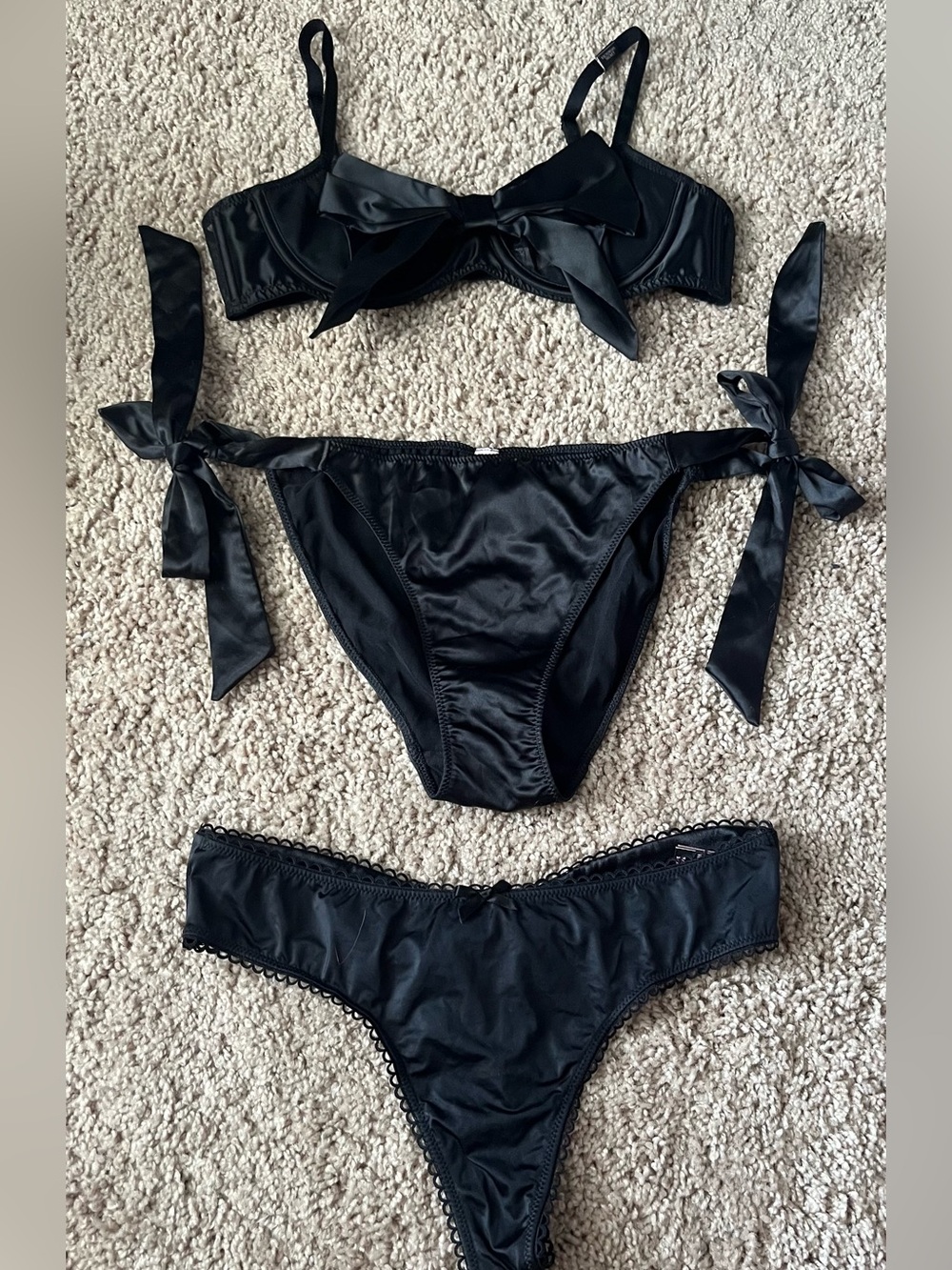 Victoria's Secret black bow lingerie set